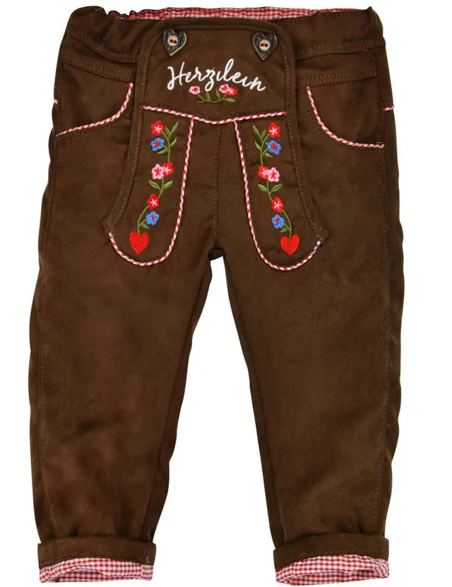 bondi-baby-m-dchen-trachten-kunstlederhose-herzilein-gef-ttert-braun image 1