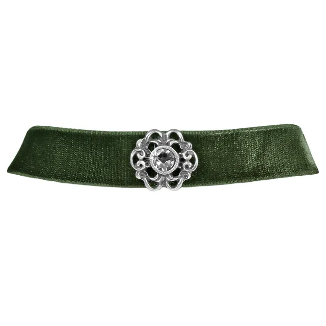 trachtenland-luisia-annina-samt-kropfband-mit-ornament-und-premium-kristall-oliv image 1
