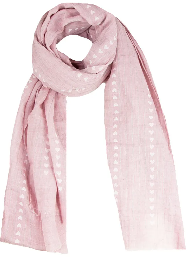 trachtenland-halstuch-schal-unifarben-herzen-glitzer-185x70-cm-rosa image 1
