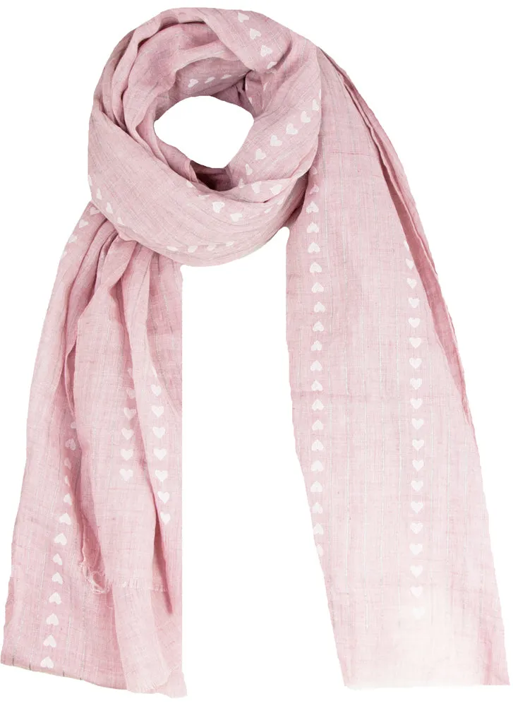 trachtenland-halstuch-schal-unifarben-herzen-glitzer-185x70-cm-rosa image 1