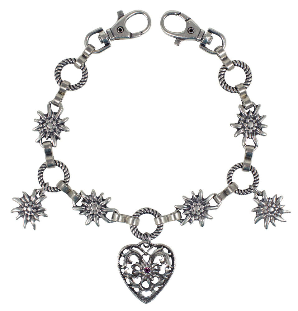 trachtenland-charivari-kette-herz-mit-edelweiss-pflaume image 1