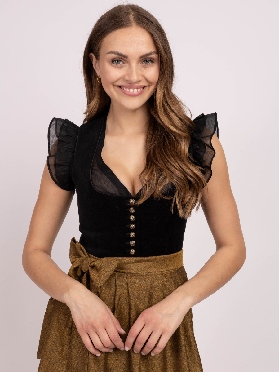 heimatgl-ck-bluse-andrea-schwarz-fl-gelarm-kurzarm image 2
