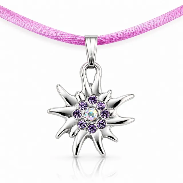 trachtenland-luisia-kinder-halskette-edelwei-mit-swarovski-kristallen-flieder image 1