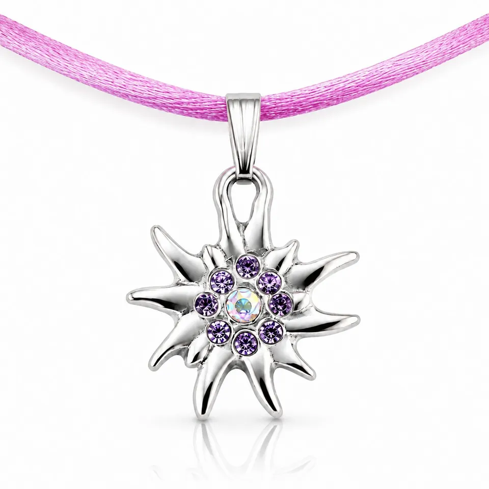 trachtenland-luisia-kinder-halskette-edelwei-mit-swarovski-kristallen-flieder image 1