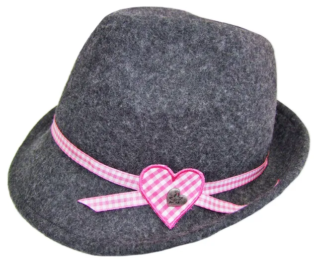 isar-trachten-kinder-trachtenhut-mit-herz-60105-anthrazit-rosa image 1