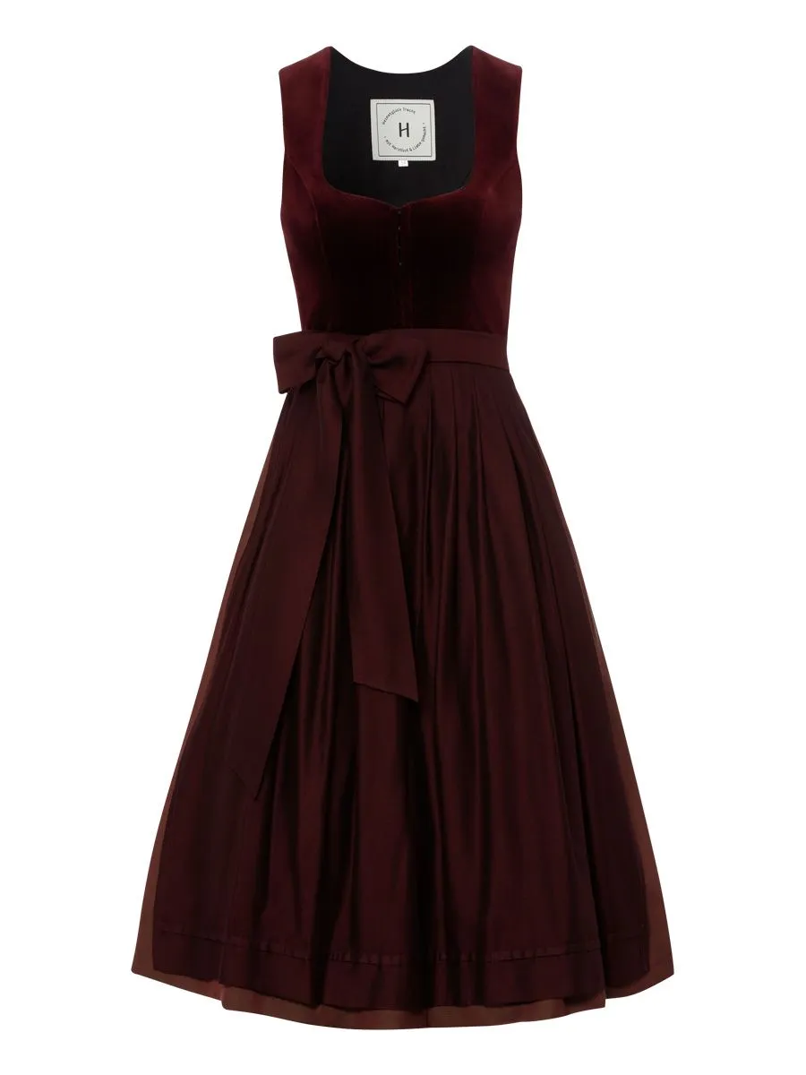 heimatgl-ck-dirndl-xenia-samtdirndl-weinrot-mit-2-sch-rzen image 1