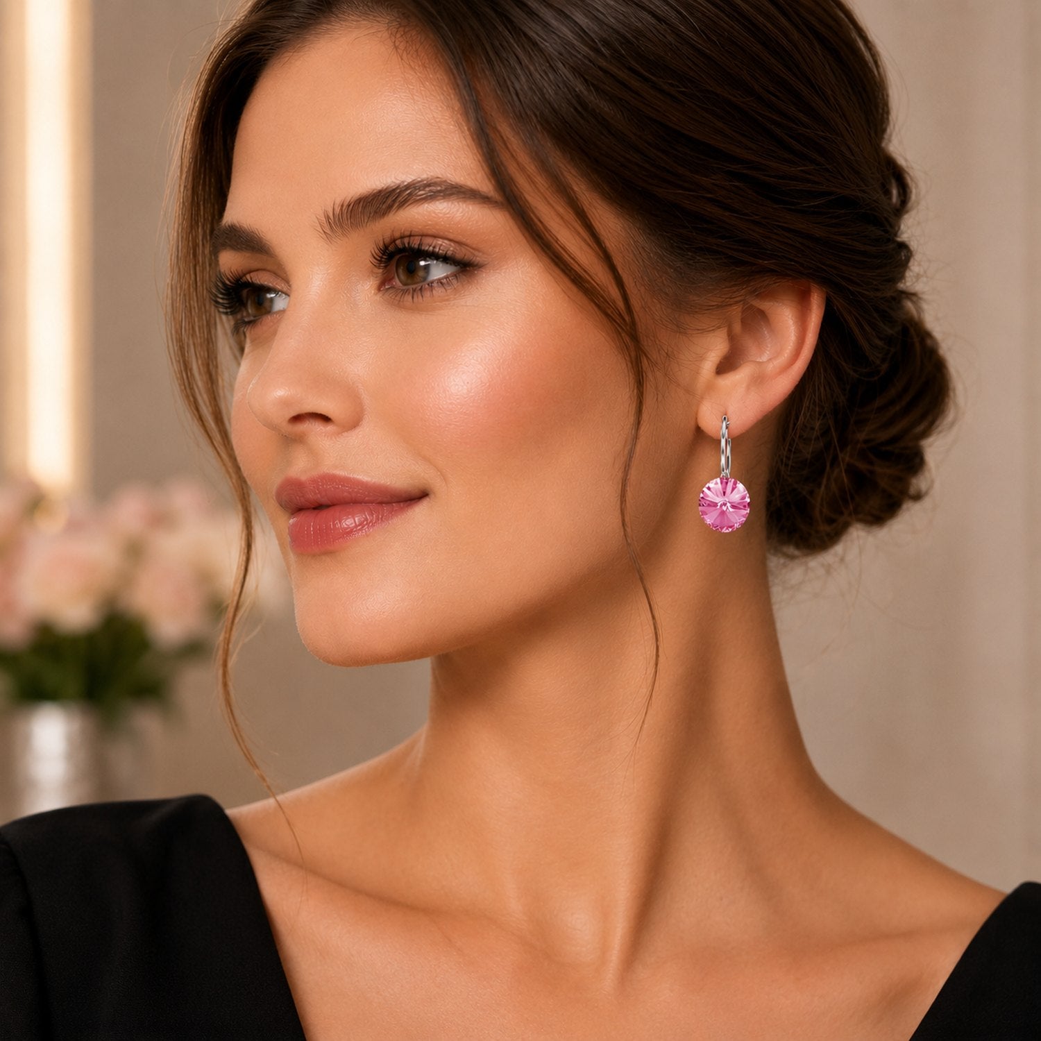 trachtenland-luisia-ohrringe-rivoli-12-mm-mit-swarovski-kristallen-rosa image 2