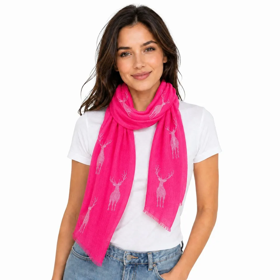 trachtenland-trachten-halstuch-uni-mit-glitter-hirsch-pink image 1