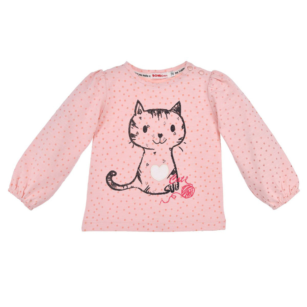 bondi-baby-m-dchen-langarmshirt-katze-86652-rosa image 1