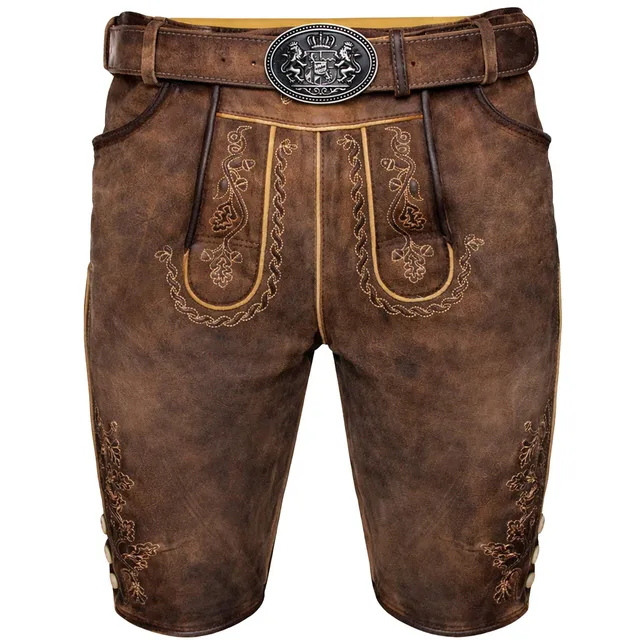 maddox-kurze-herren-lederhose-horn-mit-g-rtel-antik-w-stein image 1