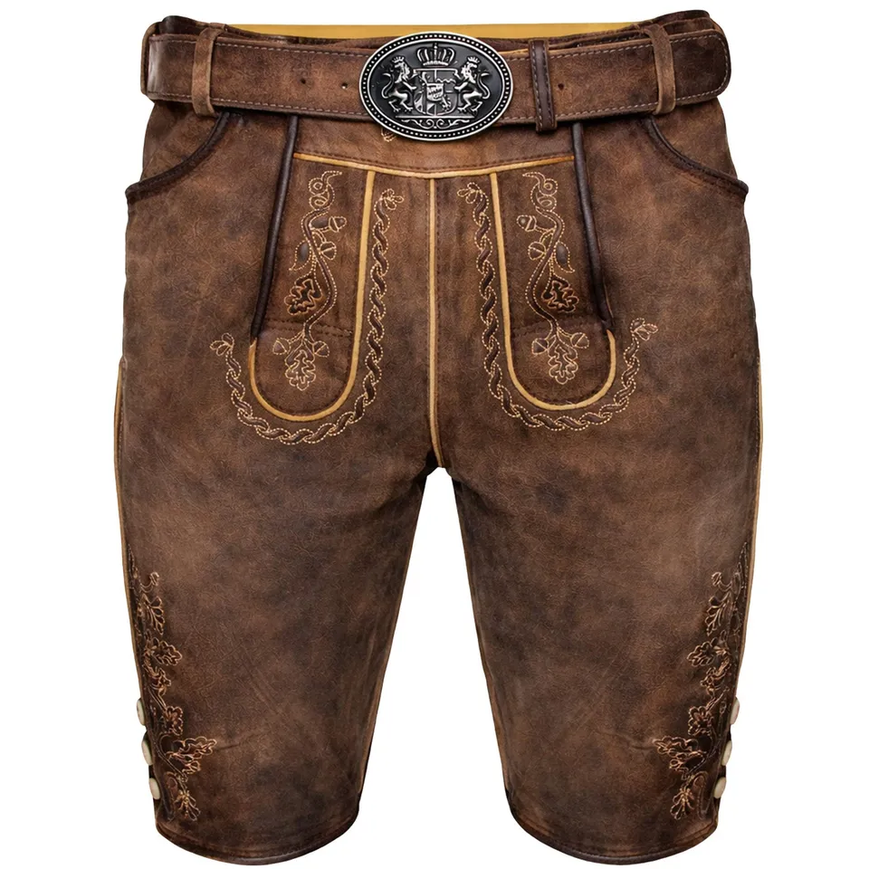 maddox-kurze-herren-lederhose-horn-mit-g-rtel-antik-w-stein image 1