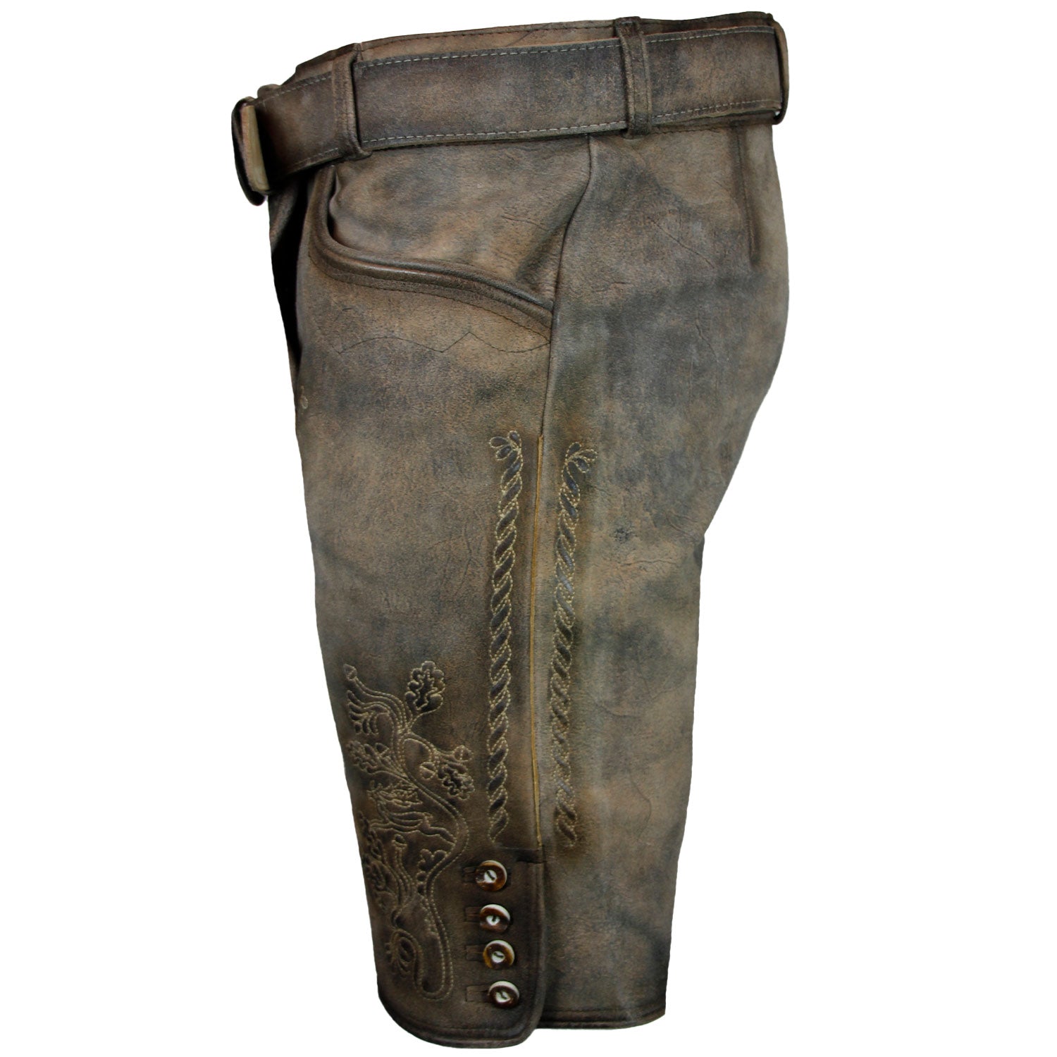 trachtenland-maddox-kurze-herren-lederhose-horn-mit-g-rtel-antik-w-grau-echtlede image 4