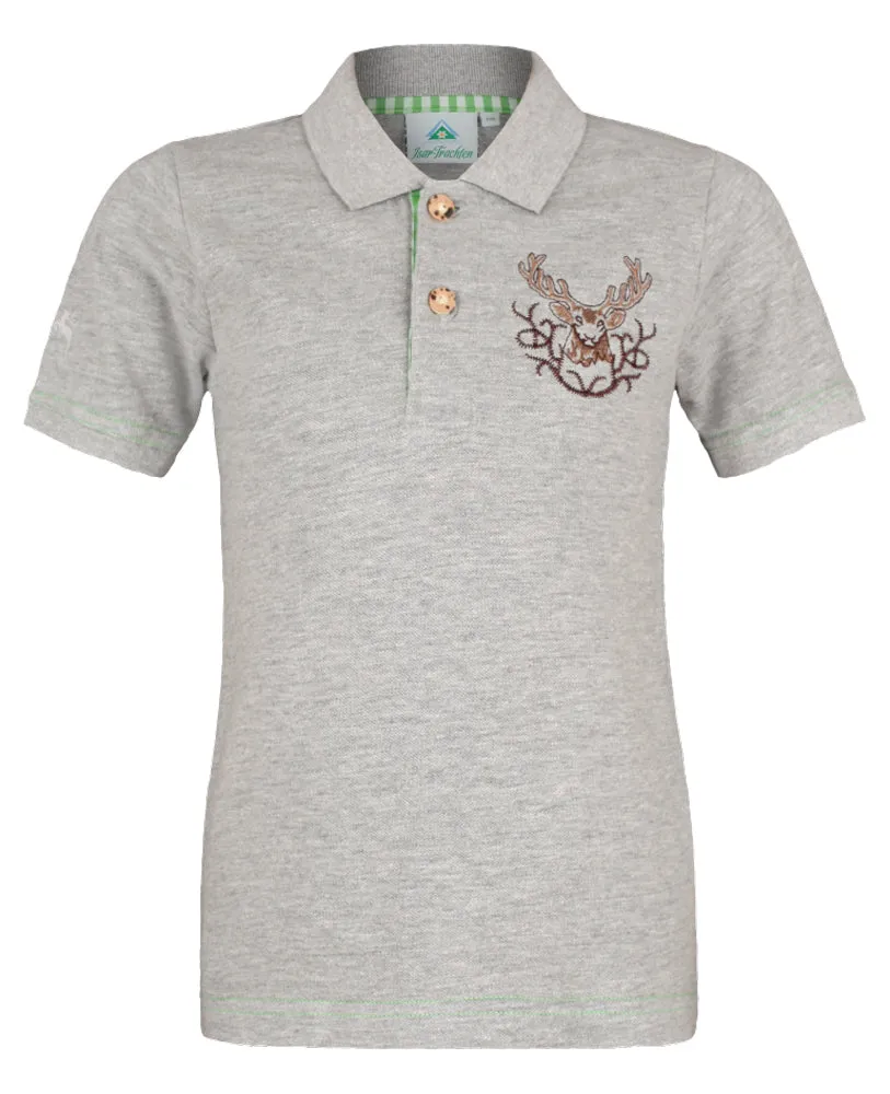 trachtenland-isar-trachten-kinder-poloshirt-benjamin-hirsch-grau image 1