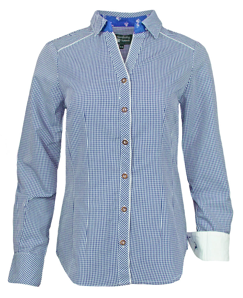 maddox-damen-trachtenbluse-innsbruck-langarm-karo-blau-kobalt image 1