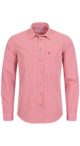 n-bler-trachtenhemd-herren-rudi-langarm-slim-fit-rot-kariert image 7