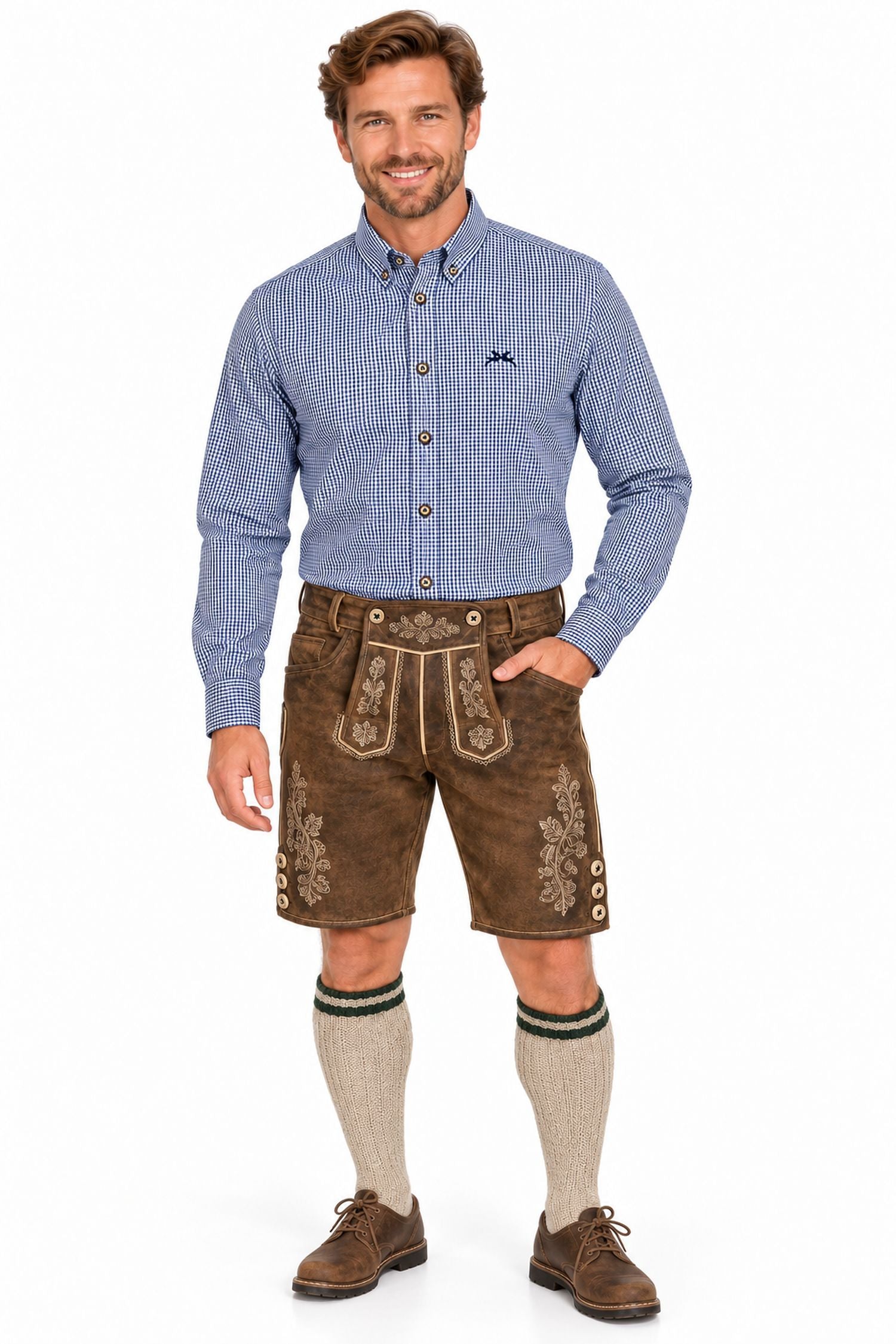 trachtenland-maddox-herren-trachtenhemd-hemd-47-navy-blau-kariert-button-down image 4