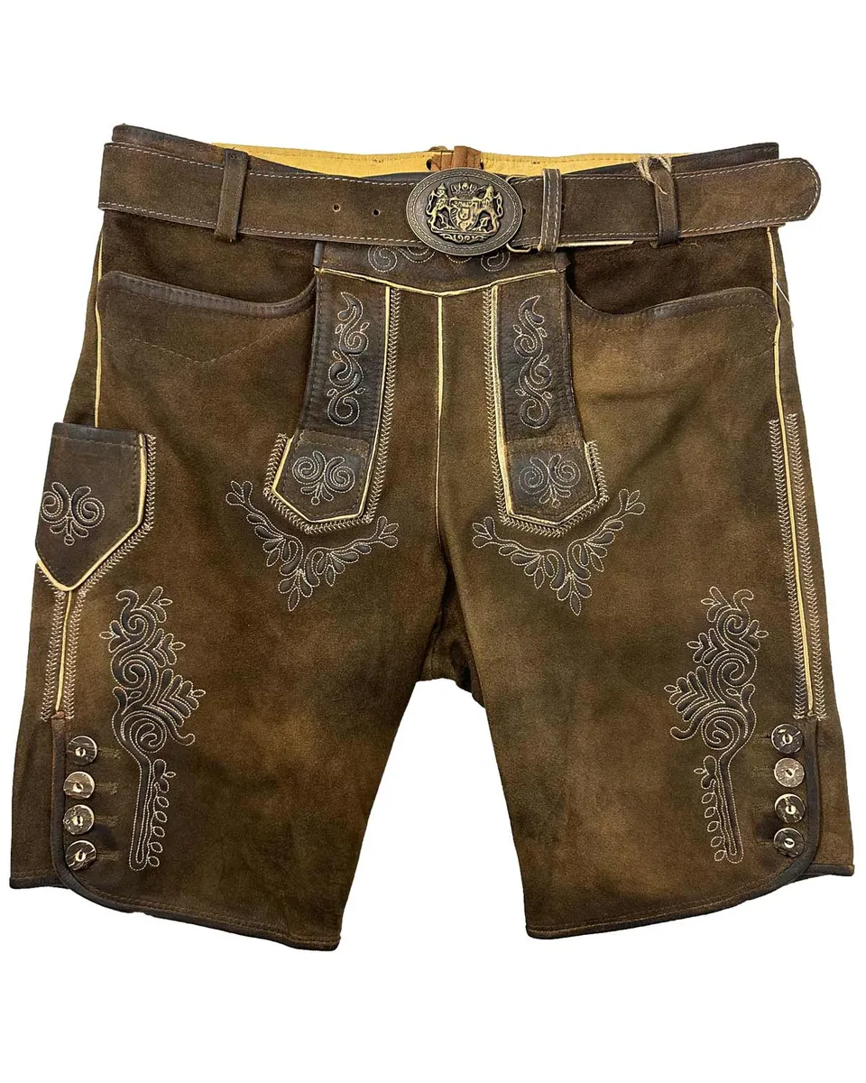 maddox-kurze-lederhose-rolli-mit-g-rtel-antik-nuss image 1