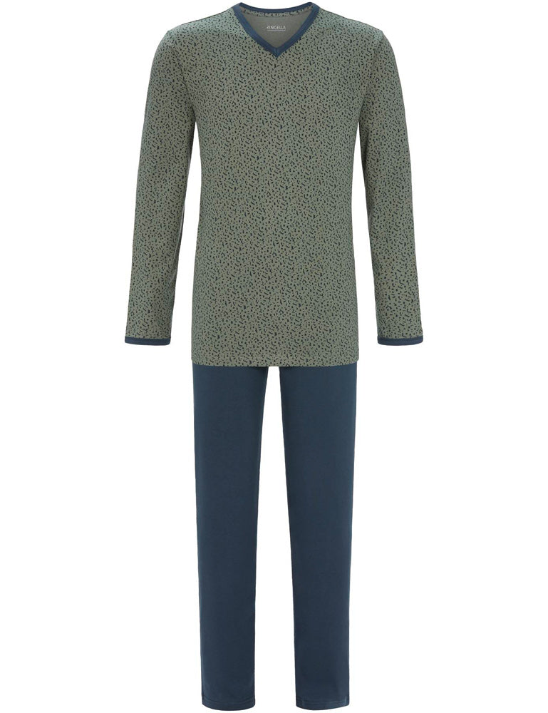 trachtenland-ringella-modern-style-herren-langarm-pyjama-olivgr-n image 1