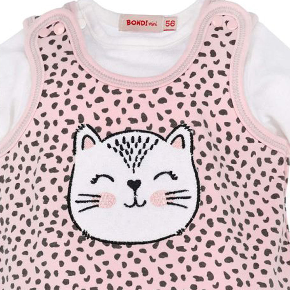 trachtenland-bondi-baby-strampler-k-tzchen-leoprint-apricot-schwarz-langarm image 2