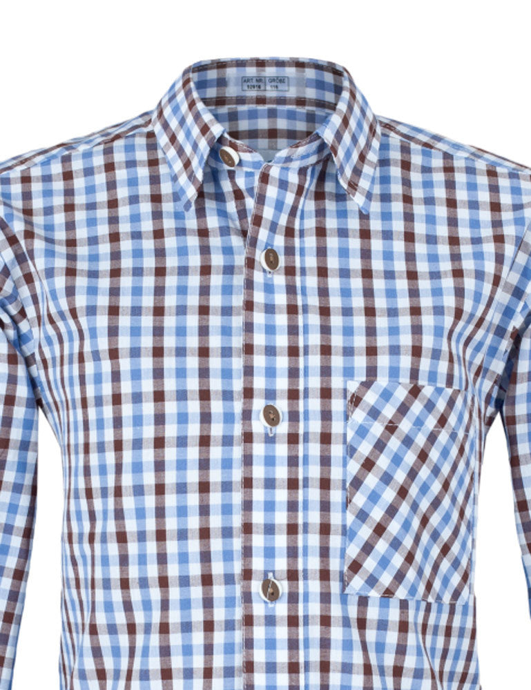 isar-trachten-kinder-trachtenhemd-emil-52916-langarm-blau-braun-kariert image 2