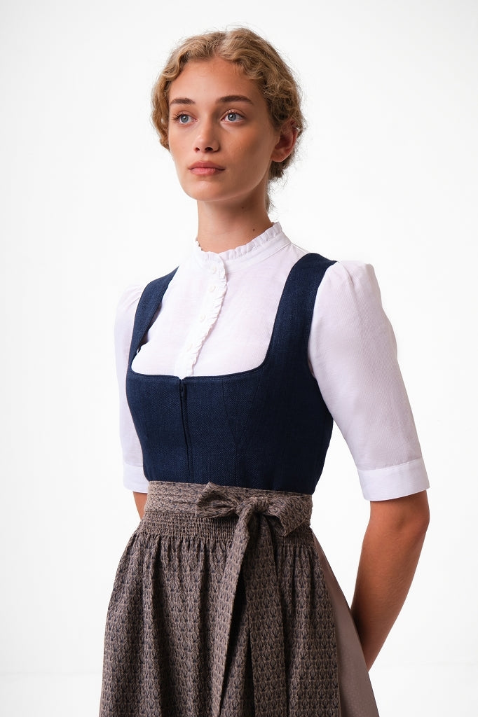 felicitas-damen-dirndl-deliah-marine-leinen-stretch-jacquard image 3