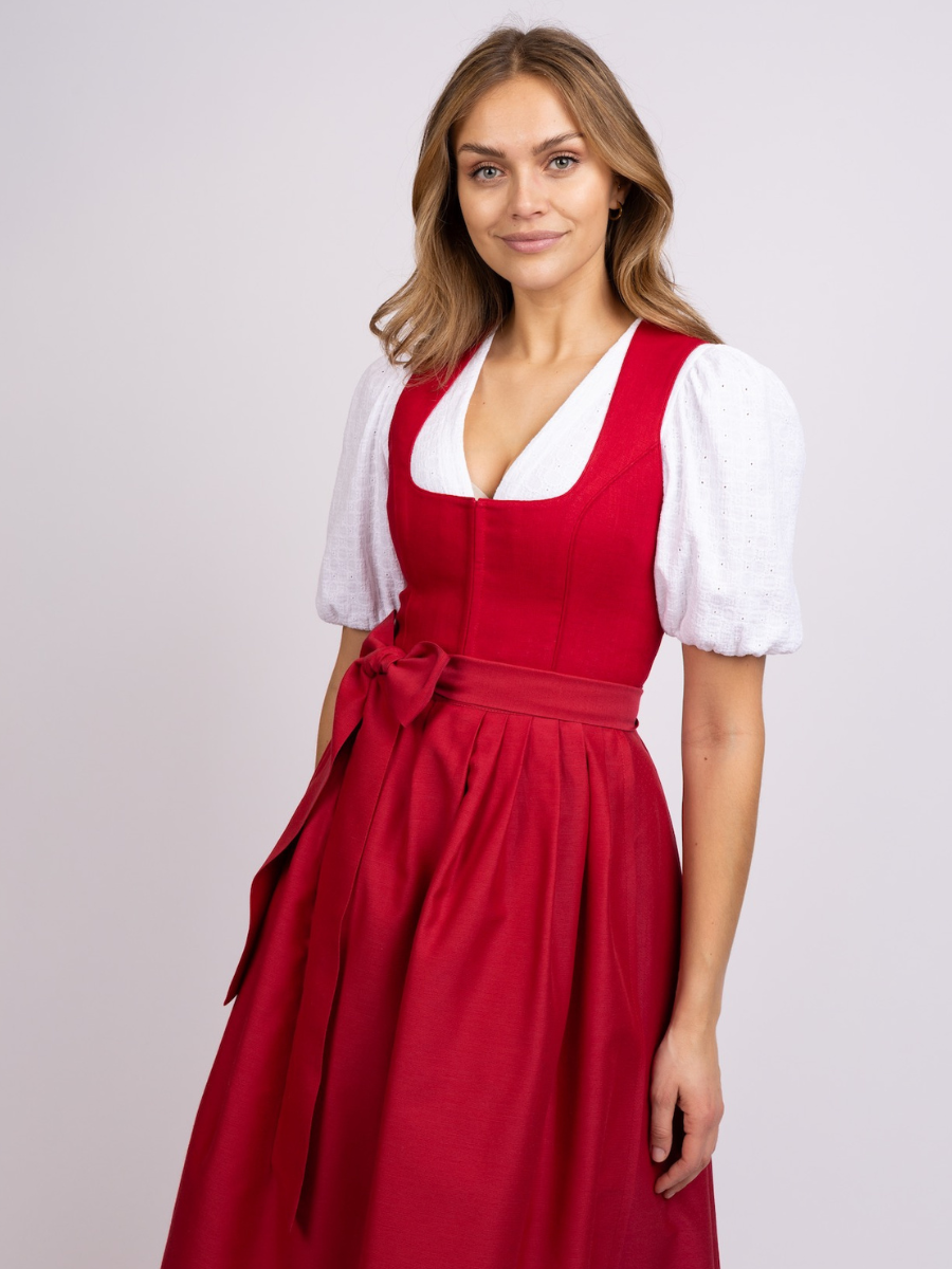 heimatgl-ck-dirndl-bella-kirschrot-leinenmieder-mit-punkterock image 3