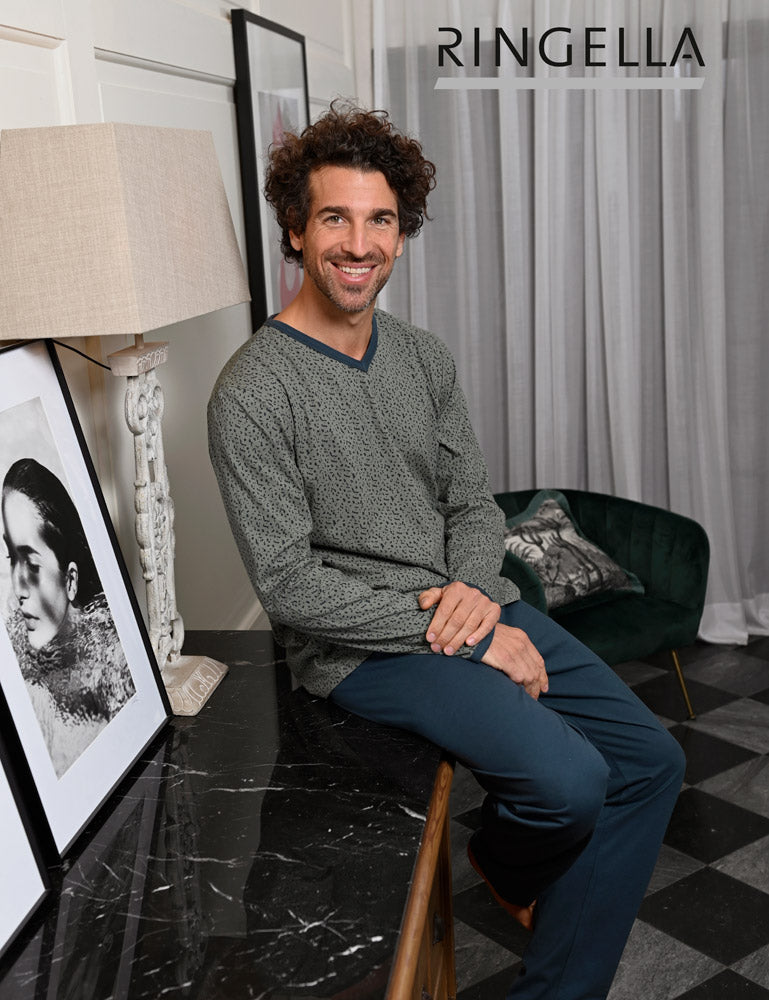 trachtenland-ringella-modern-style-herren-langarm-pyjama-olivgr-n image 3