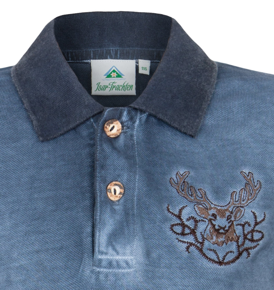 isar-trachten-kinder-poloshirt-kilian-used-look-jeansblau image 3