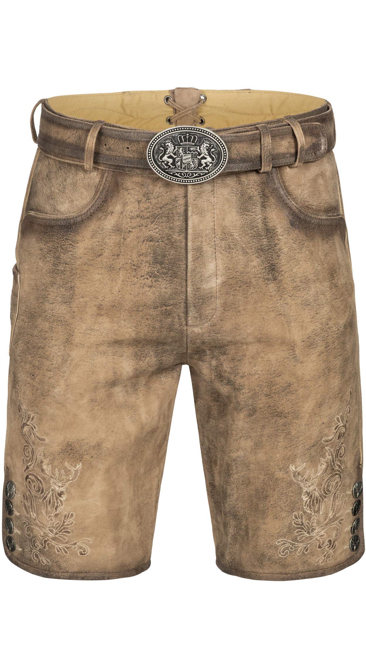 n-bler-lederhose-kurz-edmund-braun-ziegenleder-stickerei image 1
