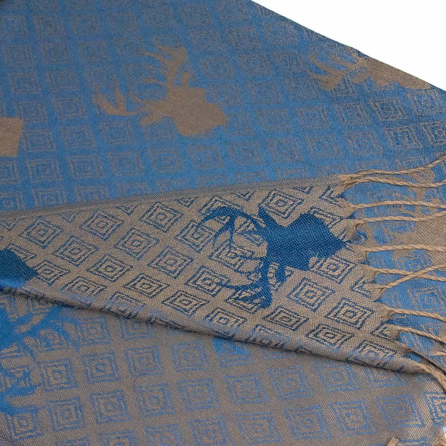 trachtenland-halstuch-schal-mit-hirschkopf-motiv-185-x-70-cm-graublau-braun image 3