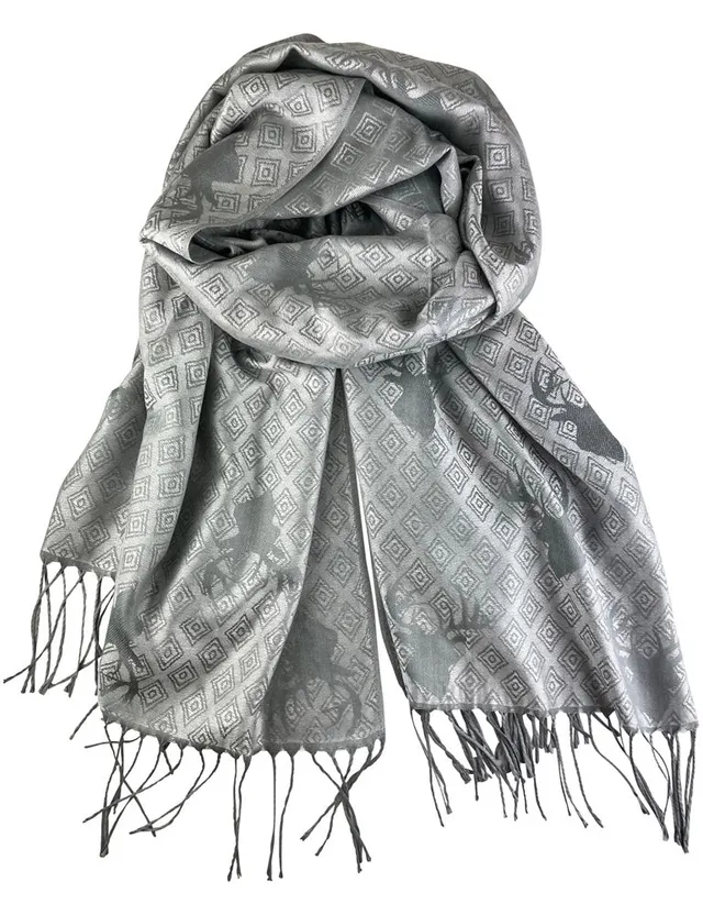trachtenland-halstuch-schal-mit-hirschkopf-motiv-185-x-70-cm-silbergrau image 1