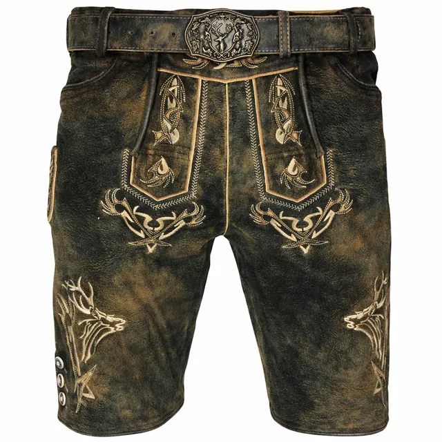 maddox-herren-lederhose-felixsee-kurz-mit-g-rtel-ziegenleder-antik-hell-schiefer image 1