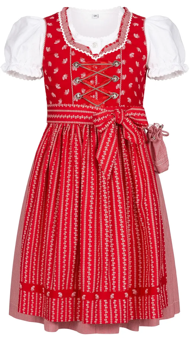 n-bler-kinderdirndl-larissa-3-teilig-rot-baumwolle-mit-bluse image 1