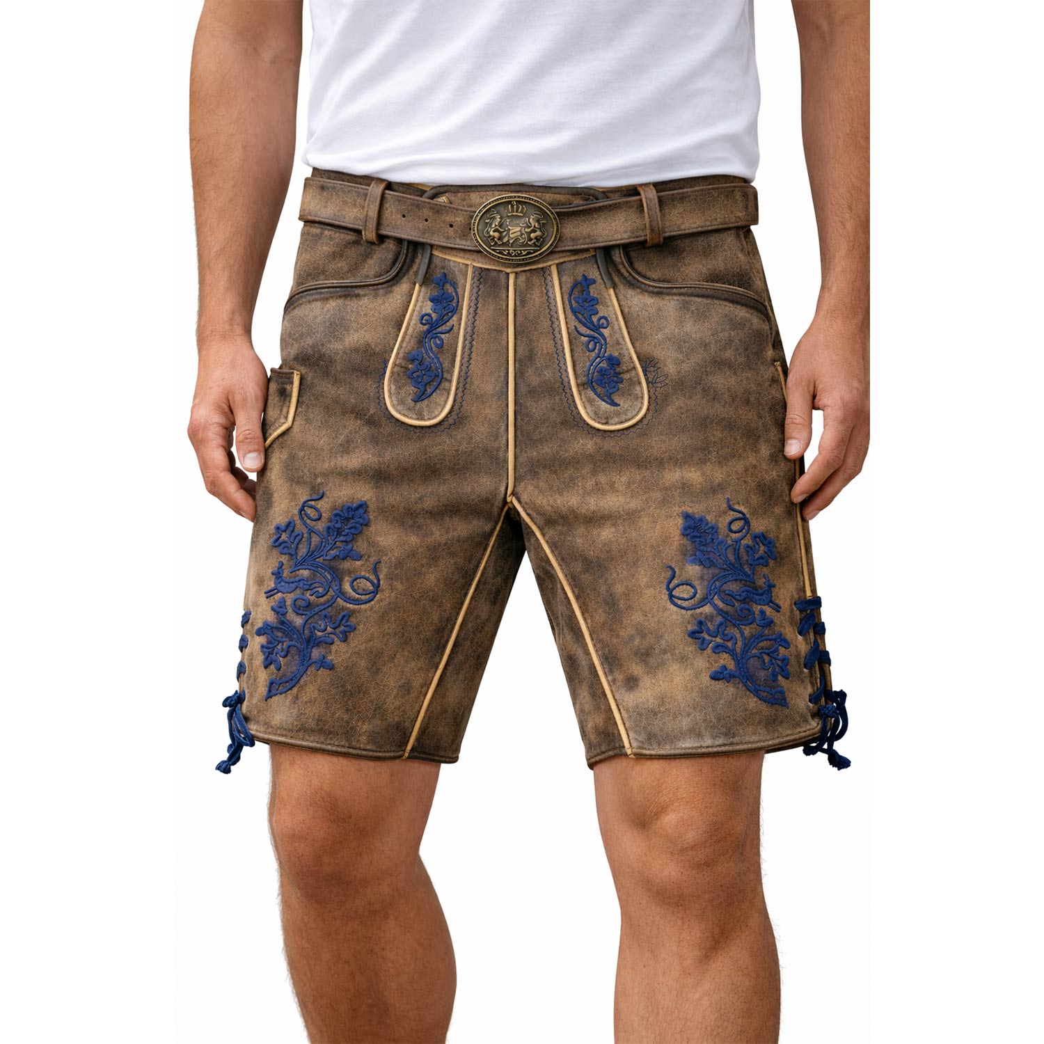 trachtenland-maddox-lederhose-utz-kurz-g-rtel-wildbock-er-blau image 2