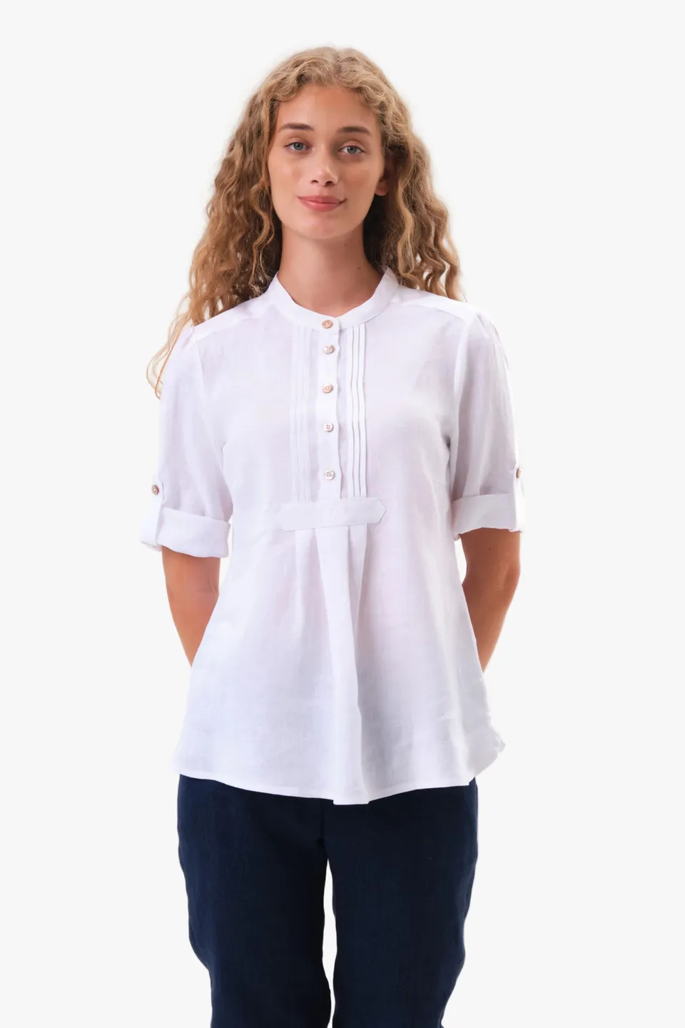 felicitas-balthild-damen-leinenbluse-mit-borte-und-krempel-rmel image 1