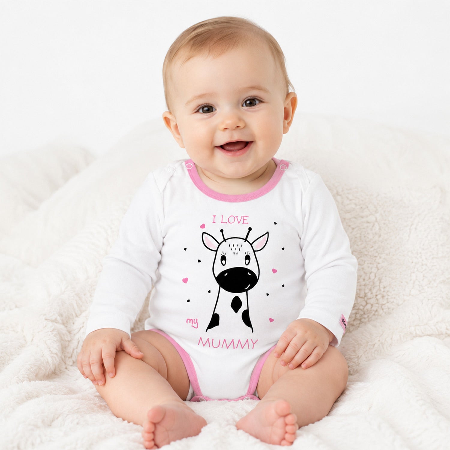bondi-baby-langarmbody-i-love-my-mummy-giraffe-93635-wei-rosa image 3