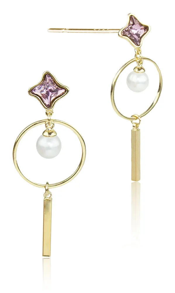 luisia-ohrstecker-ring-mit-perle-und-kristall-vergoldet-lila image 1