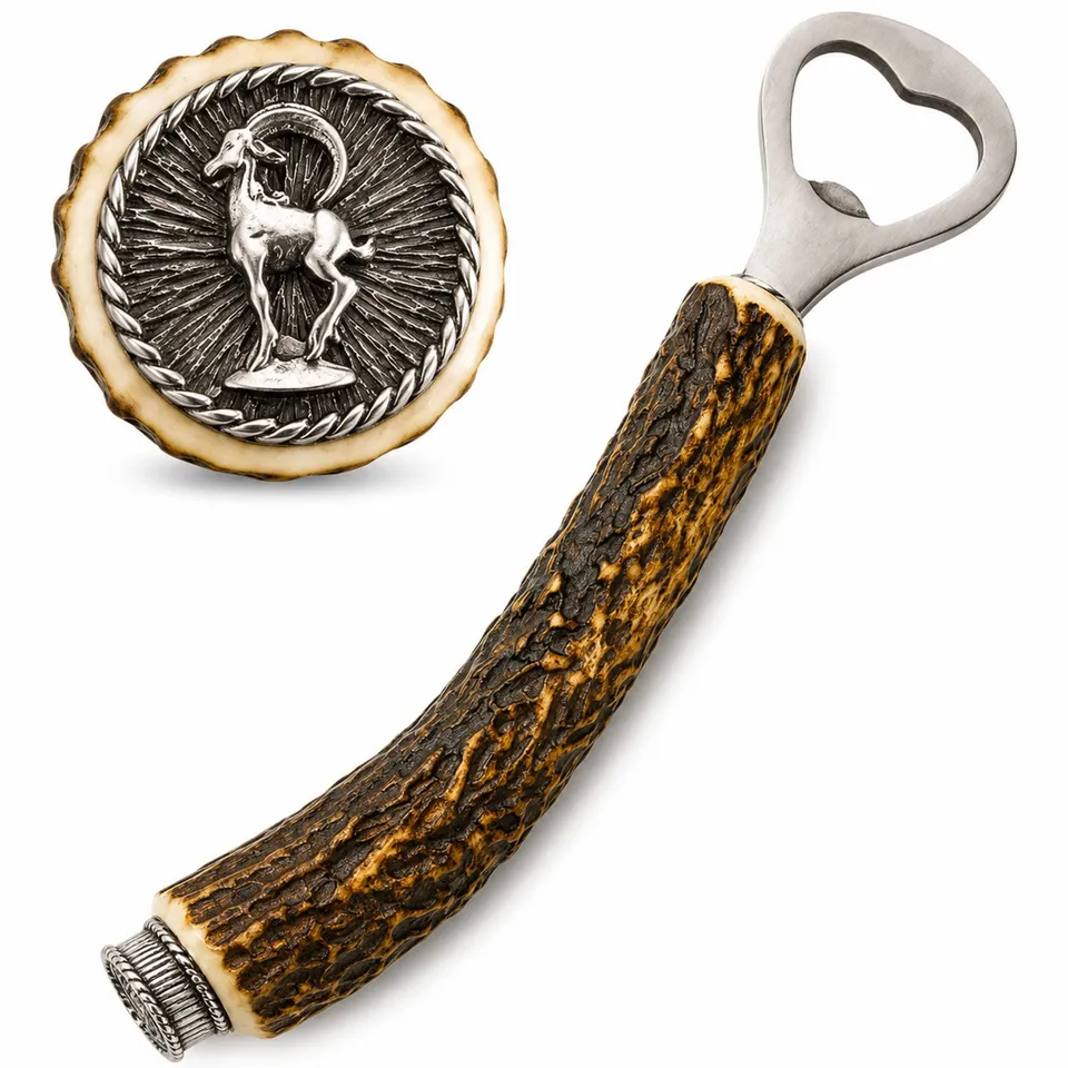 funk-hirschhorn-flaschen-ffner-mit-zierkappe-sternzeichen-steinbock image 1