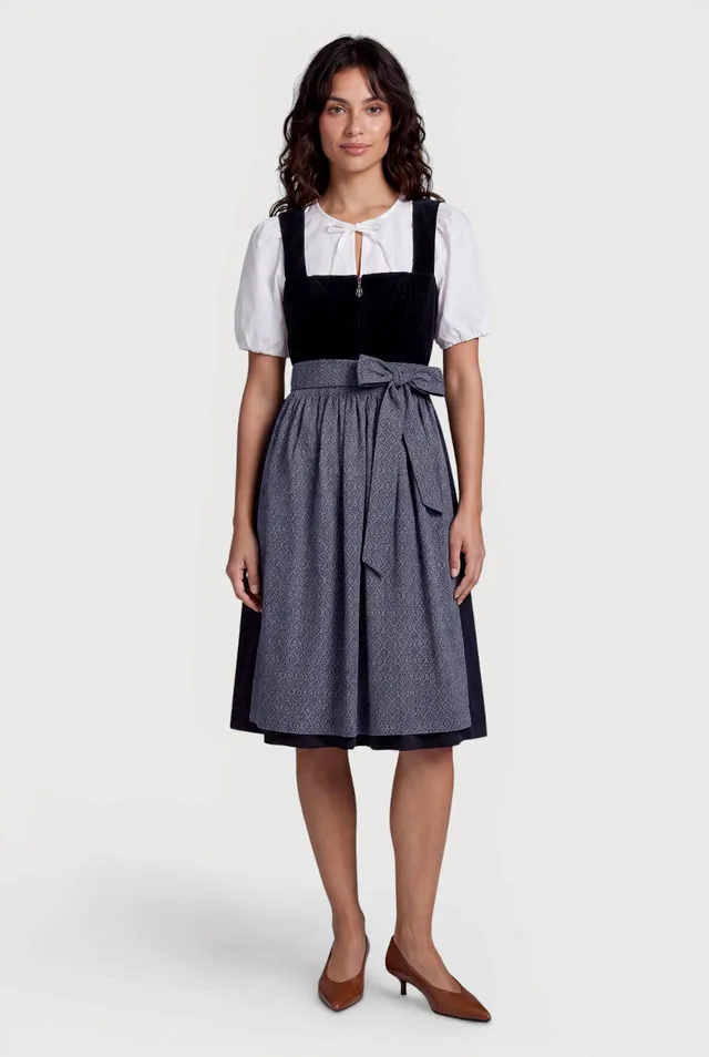 felicitas-damen-dirndl-deleila-70-cm-aus-samt-und-feincord-mit-sch-rze image 1