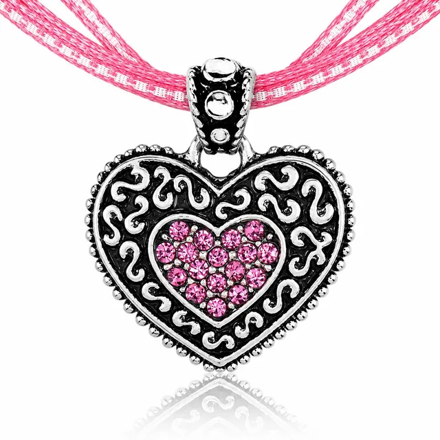 trachtenland-luisia-kinder-halskette-kariert-mit-herz-swarovski-rosa image 1
