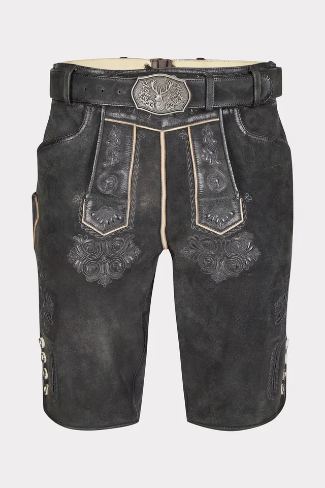 felicitas-herren-lederhose-ostsee-kurz-echtleder-mit-stickerei image 1
