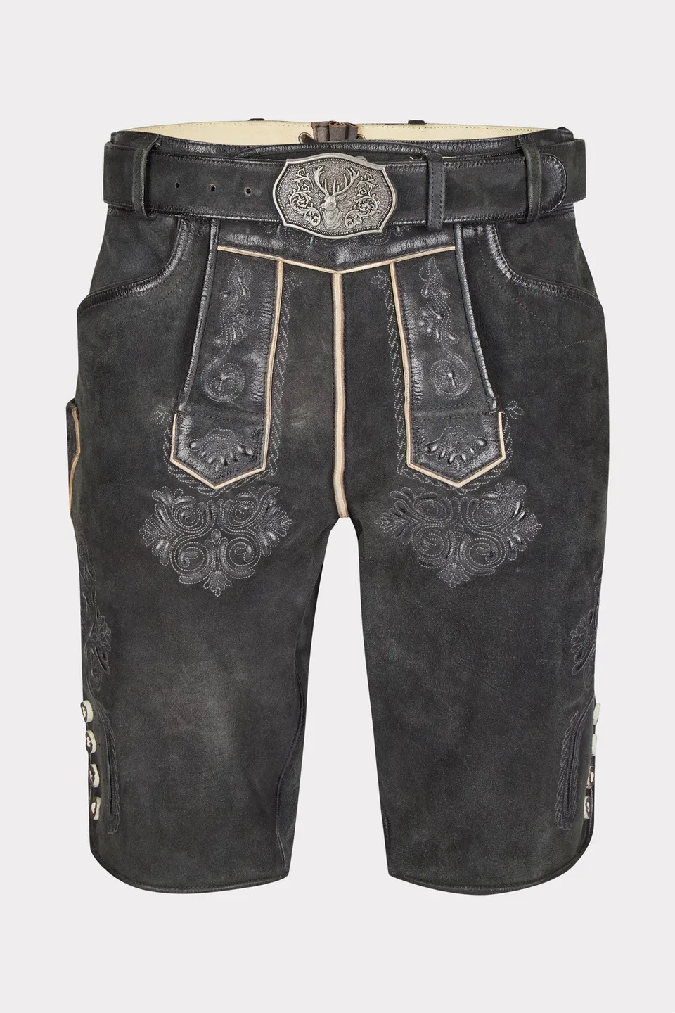 felicitas-herren-lederhose-ostsee-kurz-echtleder-mit-stickerei image 1