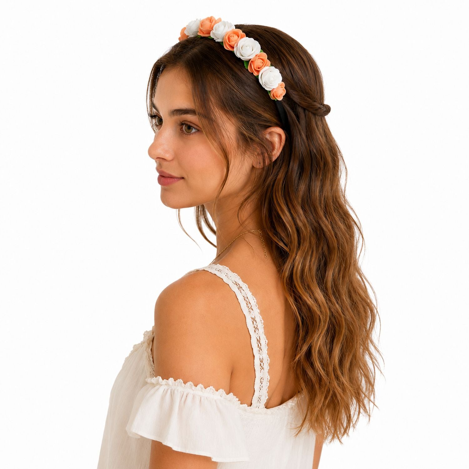 trachtenland-blumen-haarreif-mit-rosen-apricot-wei image 2