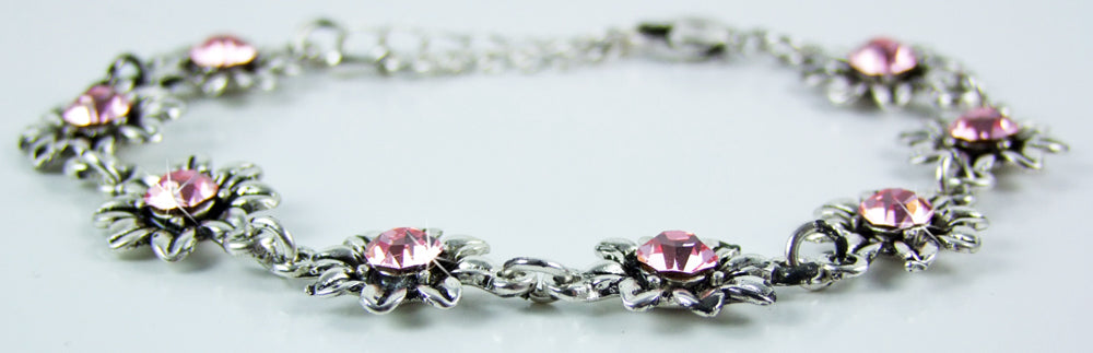 trachtenland-silbernes-strass-armband-mit-bl-ten-rosa image 3