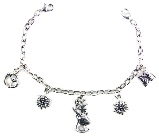 trachtenland-dirndl-charivari-kette-mit-hirschkopf-silber image 1