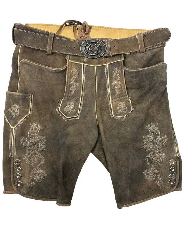trachtenland-maddox-kurze-lederhose-silbersee-mit-g-rtel-used-erle-echtleder image 1