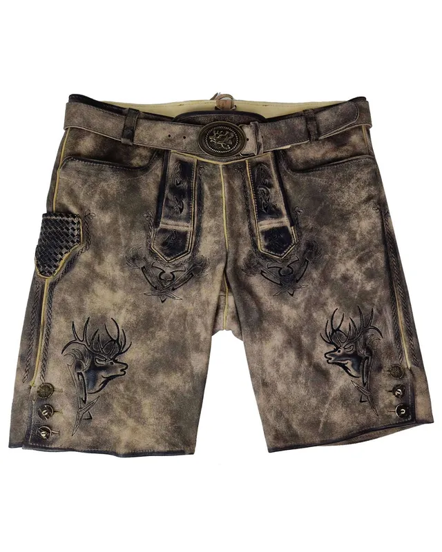 maddox-kurze-lederhose-urgsee-marmor-mit-hirschstickerei image 1