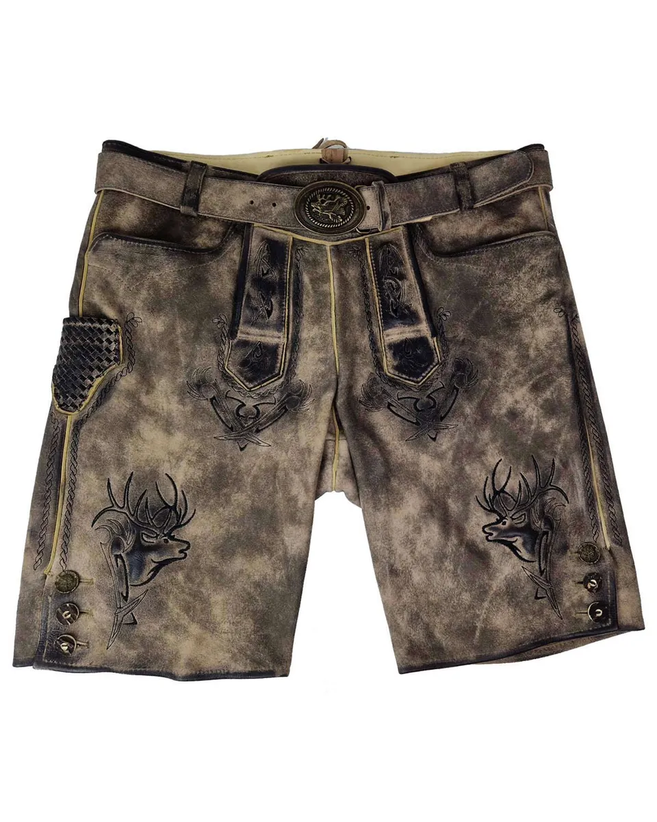 maddox-kurze-lederhose-urgsee-marmor-mit-hirschstickerei image 1