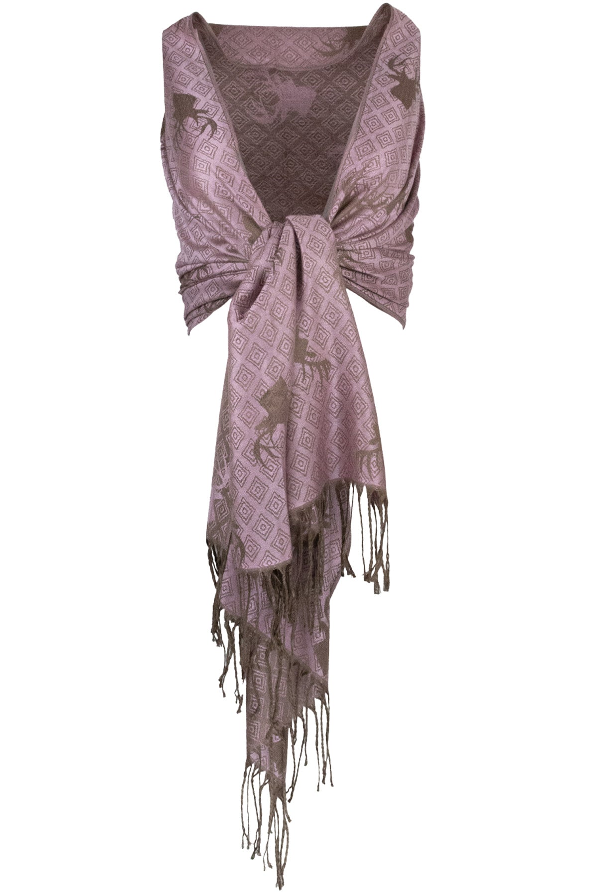 trachtenland-halstuch-schal-hirschkopf-185x70cm-rosa-braun image 1