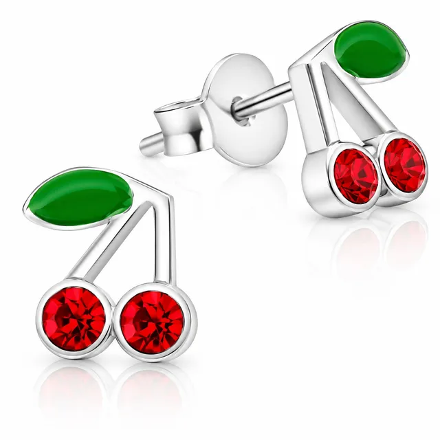 luisia-kinder-ohrstecker-kirschen-mit-kristallen-von-swarovski image 1